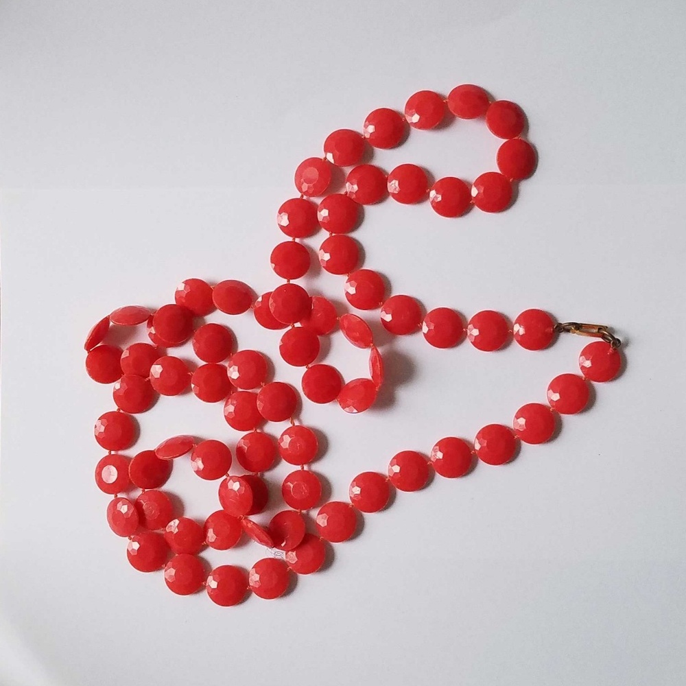 Coral beaded long necklace